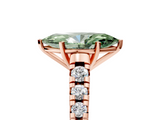 Rose gold Fancy Green Marquise  Cut Diamond Solitaire with Pave Band and Four-Prong Setting_138