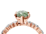 Rose gold Fancy Green Marquise Cut Diamond Solitaire with Side Stones, Pave Band, Four-Prong Setting_91