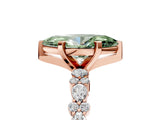 Rose gold Fancy Green Marquise Cut Diamond Solitaire with Side Stones, Pave Band, Four-Prong Setting_92