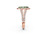 Rose gold Fancy Green Marquise Cut Diamond Split Shank Halo Ring with Four-Prong Setting_43