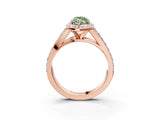 Rose gold Fancy Green Marquise Cut Diamond Split Shank Halo Ring with Four-Prong Setting_44