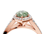 Rose gold Fancy Green Marquise Cut Diamond Split Shank Halo Ring with Four-Prong Setting_45