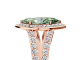 Rose gold Fancy Green Marquise Cut Diamond Split Shank Halo Ring with Four-Prong Setting_46