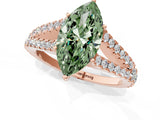 Rose gold Fancy Green Marquise Cut Diamond Split Shank Pavé Engagement Ring with Four-Prong Setting_86