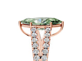 Rose gold Fancy Green Marquise Cut Diamond Split Shank Pavé Engagement Ring with Four-Prong Setting_90