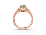 Rose gold Fancy Green Marquise Cut Diamond Split Shank Ring with Pavé Band and Four-Prong Setting_47
