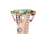 Rose gold Fancy Green Marquise Cut Diamond Split Shank Ring with Pavé Band and Four-Prong Setting_49