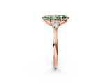 Rose gold Fancy Green Marquise Cut Diamond Three-Stone Ring with Pear Side Stones and Four-Prong Setting_75