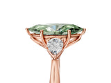 Rose gold Fancy Green Marquise Cut Diamond Three-Stone Ring with Pear Side Stones and Four-Prong Setting_78