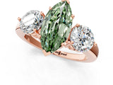 Rose gold Fancy Green Marquise Cut Diamond Three-Stone Ring with Prong Setting and Classic Band_112