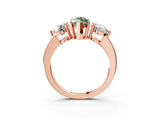 Rose gold Fancy Green Marquise Cut Diamond Three-Stone Ring with Prong Setting and Classic Band_114