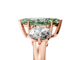 Rose gold Fancy Green Marquise Cut Diamond Three-Stone Ring with Prong Setting and Classic Band_116