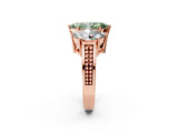 Rose gold Fancy Green Marquise Cut Diamond Three-Stone Ring with Prong Setting and Textured Band_2
