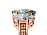 Rose gold Fancy Green Marquise Cut Diamond Three-Stone Ring with Prong Setting and Textured Band_5