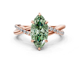 Rose gold Fancy Green Marquise  Cut Diamond Twist Band Solitaire with Prong Setting_38