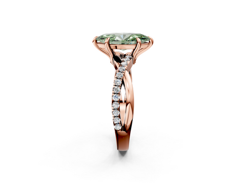 Rose gold Fancy Green Marquise  Cut Diamond Twist Band Solitaire with Prong Setting_40