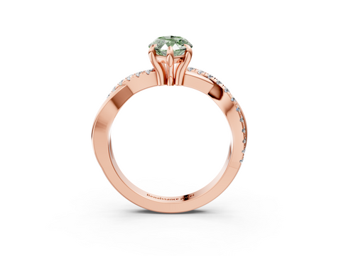 Rose gold Fancy Green Marquise  Cut Diamond Twist Band Solitaire with Prong Setting_41