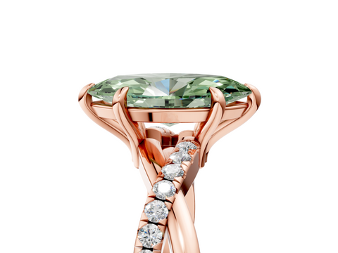 Rose gold Fancy Green Marquise  Cut Diamond Twist Band Solitaire with Prong Setting_43