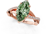 Rose gold Fancy Green Marquise  Cut Diamond Twisted Band Engagement Ring with Prong Setting_4