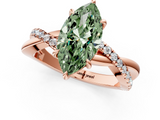 Rose gold Fancy Green Marquise  Cut Diamond Twisted Band with Pavé Setting and Four-Prong Setting_20