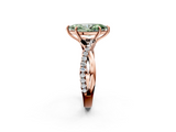 Rose gold Fancy Green Marquise  Cut Diamond Twisted Band with Pavé Setting and Four-Prong Setting_21