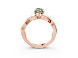 Rose gold Fancy Green Marquise  Cut Diamond Twisted Band with Pavé Setting and Four-Prong Setting_22