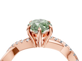 Rose gold Fancy Green Marquise  Cut Diamond Twisted Band with Pavé Setting and Four-Prong Setting_23