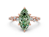 Rose gold Fancy Green Marquise  Cut Diamond Vine Band with Four-Prong Setting_57