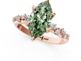 Rose gold Fancy Green Marquise  Cut Diamond Vine Band with Four-Prong Setting_58