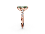 Rose gold Fancy Green Marquise  Cut Diamond Vine Band with Four-Prong Setting_59