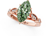 Rose gold Fancy Green Marquise  Cut Diamond with Milgrain Marquise and Bezel Accents on a Solitaire Band with Prong Setting_231