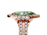Rose gold Fancy Green Marquise  Cut Double Halo Diamond Engagement Ring with Pave Band and Four-Prong Setting 5
