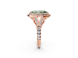 Rose gold Fancy Green Marquise  Cut Double Halo Split Shank Diamond Ring with Prong Setting_60