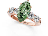 Rose gold Fancy Green Marquise  Cut Five-Stone Prong Set Diamond Ring with Classic Band_33