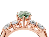 Rose gold Fancy Green Marquise  Cut Five-Stone Prong Set Diamond Ring with Classic Band_36