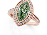 Rose gold Fancy Green Marquise Cut Halo Bezel Diamond Pave Band Ring_1