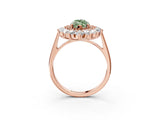 Rose gold Fancy Green Marquise Cut Halo Cluster Diamond Ring with Pave Band and Four-Prong Setting_15