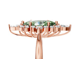 Rose gold Fancy Green Marquise Cut Halo Diamond Cluster Ring with Marquise and Round Stones on a White Gold Band with Prong Setting_5