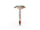 Rose gold Fancy Green Marquise  Cut Halo Diamond Engagement Ring with Pave Band and Four-Prong Setting_30