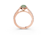 Rose gold Fancy Green Marquise  Cut Halo Diamond Engagement Ring with Pave Band and Four-Prong Setting_31