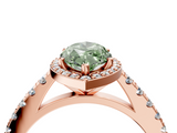 Rose gold Fancy Green Marquise  Cut Halo Diamond Engagement Ring with Pave Band and Four-Prong Setting_32