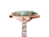 Rose gold Fancy Green Marquise  Cut Halo Diamond Engagement Ring with Pave Band and Four-Prong Setting_33