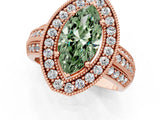 Rose gold Fancy Green Marquise Cut Halo Diamond Engagement Ring with Pave Split Shank and Four-Prong Setting_1