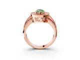 Rose gold Fancy Green Marquise Cut Halo Diamond Engagement Ring with Pave Split Shank and Four-Prong Setting_3