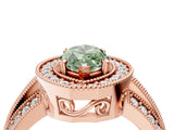 Rose gold Fancy Green Marquise Cut Halo Diamond Engagement Ring with Pave Split Shank and Four-Prong Setting_4