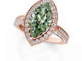 Rose gold Fancy Green Marquise Cut Halo Diamond Engagement Ring with Split Shank Band and Four-Prong Setting_1