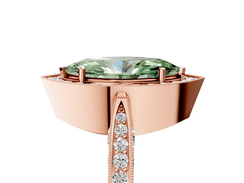 Rose gold Fancy Green Marquise Cut Halo Diamond Engagement Ring with Split Shank Band and Four-Prong Setting_5