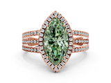Rose gold Fancy Green Marquise  Cut Halo Diamond Engagement Ring with Split Shank and Four-Prong Setting_20