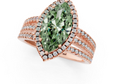 Rose gold Fancy Green Marquise  Cut Halo Diamond Engagement Ring with Split Shank and Four-Prong Setting_21