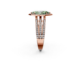 Rose gold Fancy Green Marquise  Cut Halo Diamond Engagement Ring with Split Shank and Four-Prong Setting_22